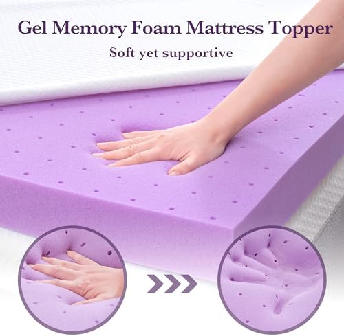 SINWEEK 2 Inch Gel Memory Foam Mattress Topper, Queen Size - Image 2