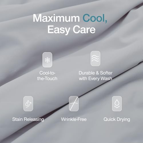 Coop Home Goods Cool+ Cooling Pillow Case Set of 2, Dove Grey King Size Pillow - Image 3