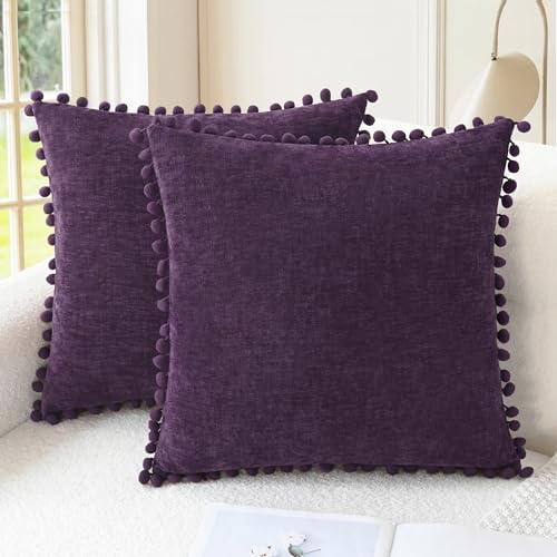 CaliTime Decorative Couch Throw Pillow Covers 18 X 18 Inches Plum Purple by CaliTime