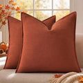 decorUhome Fall Rust Linen Throw Pillow Covers 18x18 Set of 2 by decorUhome