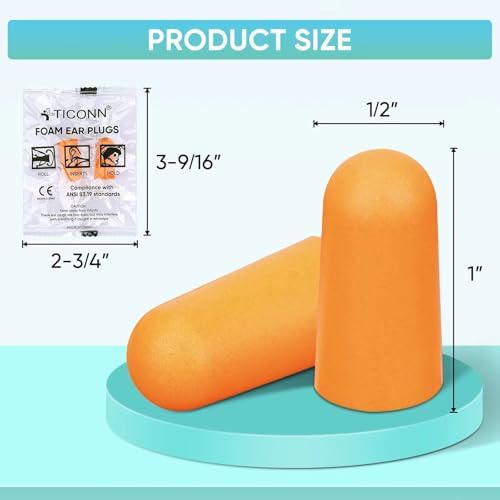 TICONN 400 Pairs Foam Ear Plugs Individually Wrapped, 32 dB NRR - Image 2
