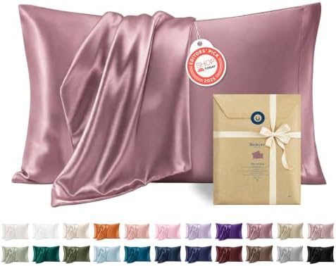 Bedsure Satin Pillowcase Standard Set of 2, Silky Pillowcase Nostalgia Rose by BEDSURE