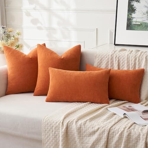 MIULEE Halloween Fall Burnt Orange Chenille Lumbar Pillow Covers - Image 5