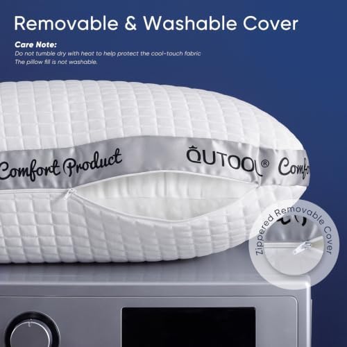 QUTOOL Cooling Side Sleeper Pillow, Crescent Design, Adjustable Loft - Image 5