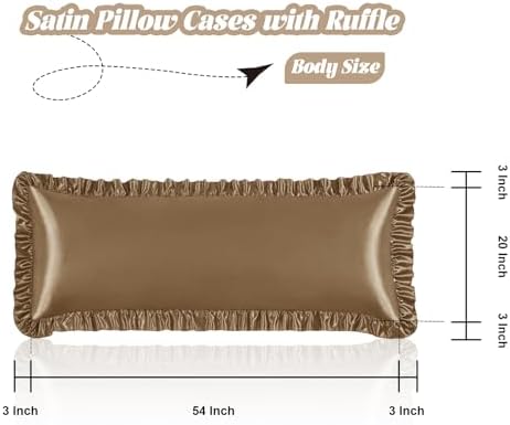 Homiest Camel Brown Ruffle Satin Body Pillow Cover - Image 3