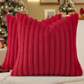 decorUhome Fall Faux Fur Throw Pillow Covers 20x20 Set of 2 Red by decorUhome