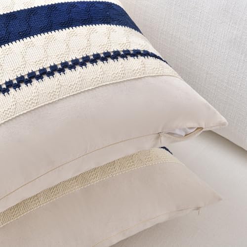 Fancy Homi Set of 1 Navy Blue Small Decorative Throw Pillow Covers 14x14 Inch - Image 3