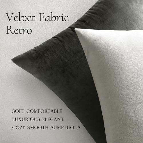 MIULEE 24x24 Inch Pack of 2 Euro Velvet Throw Pillow Covers Greyish White - Image 5