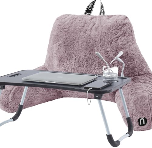 Nestl Fur Reading Pillow with Laptop Lap Desk, Stylish Back Pillow by Nestl