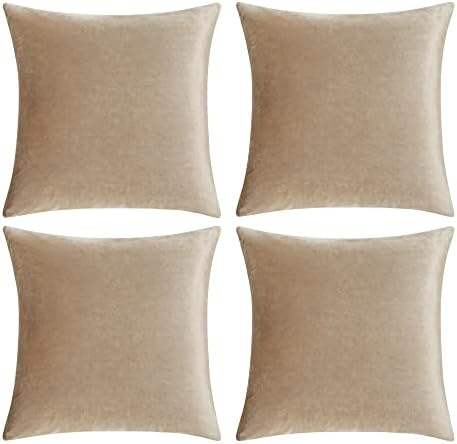 Decorative Throw Pillow Covers 18 x 18, Taupe Beige Khaki Soft Pillow Covers by GIGIZAZAFocusingonhomedecoration