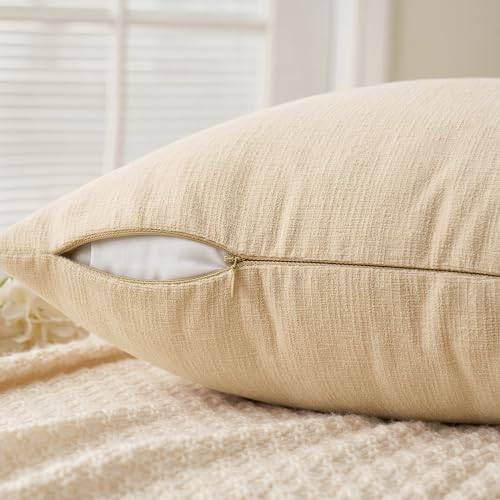 MIULEE Beige Chenille Couch Throw Pillow Covers - Image 3