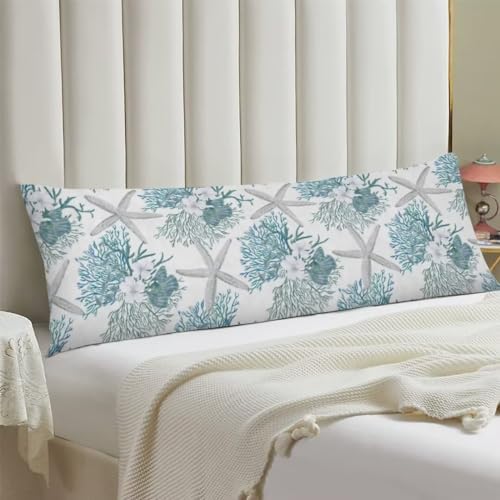 Nautical Starfish Body Pillow Cover, Summer Ocean Themed Long Pillow Case - Image 2