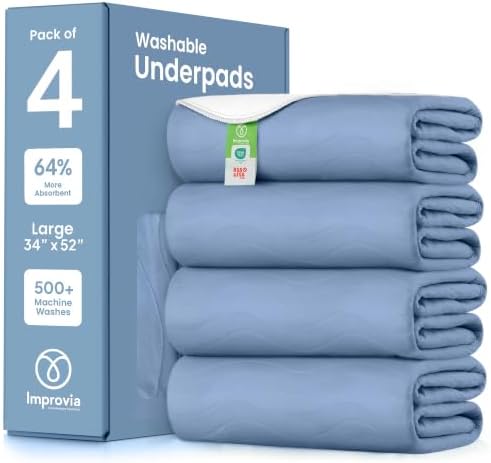 IMPROVIA® Washable Underpads, Heavy Absorbency Reusable Incontinence Pads by IMPROVIA