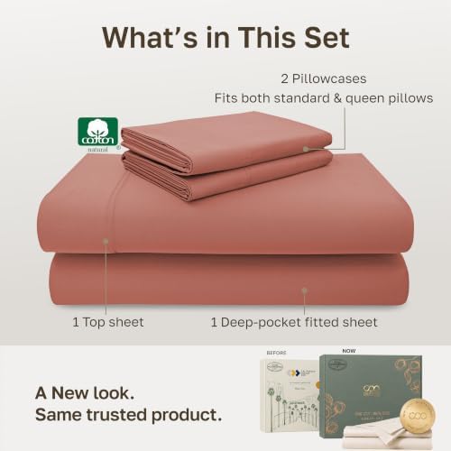 California Design Den Luxury 600 Thread Count Full Bed Sheets, Terracotta - Image 3