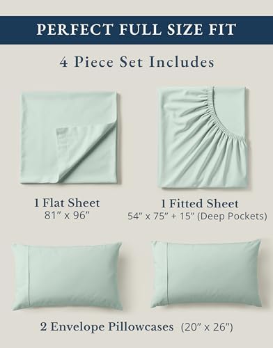 LANE LINEN Full Sheet Set 100% Organic Cotton Percale Cooling - Image 4
