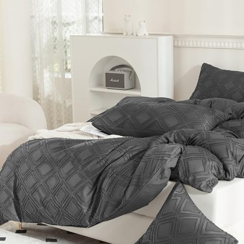 JELLYMONI Grey Grid Tufted Pillowcases Standard Size - Image 5