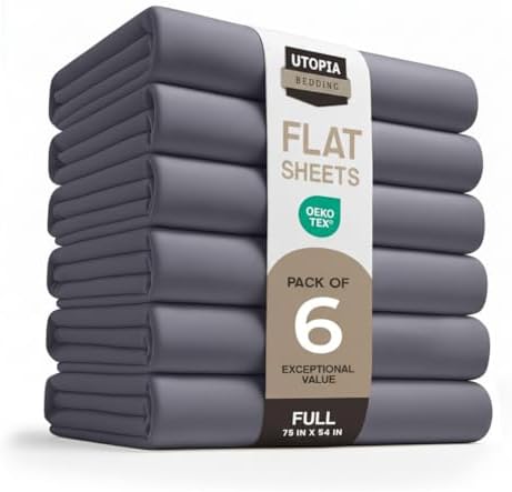 Full Size Flat Sheet Only Pack of 6, Ultra Soft Hotel Sheets by UTOPIABEDDING