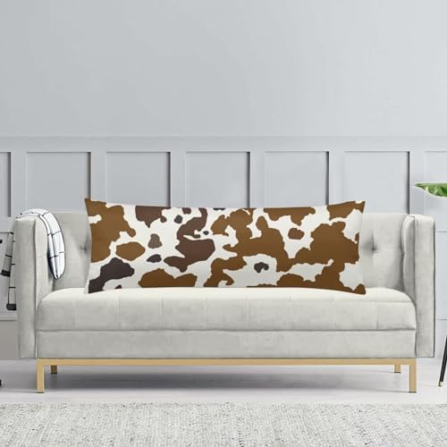Cow Print Body Pillow Cover Western Cow Cowhide Skin Pattern Brown and Black - Image 4