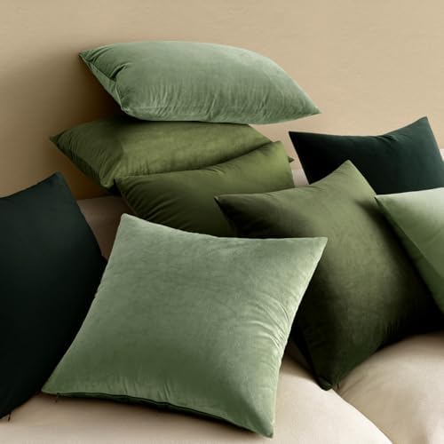 MIULEE Velvet Throw Pillow Covers 18x18 Inch Pack of 2 Sage Green - Image 4