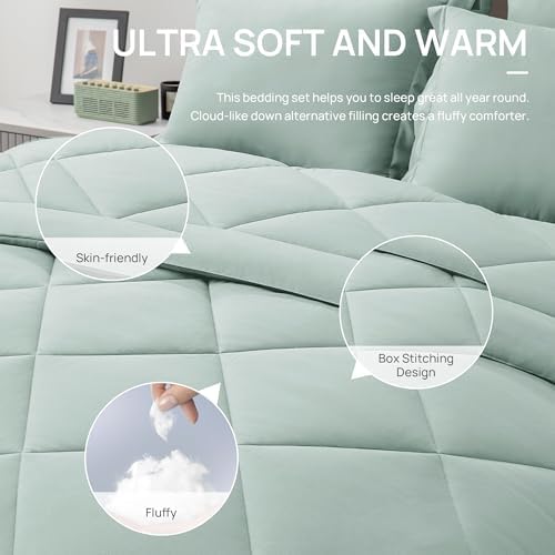 Love's cabin Full Comforter Set Aqua, 7 Pieces Full Bed in a Bag, All Season - Image 5