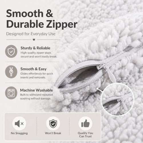 REAFORT Sherpa Pillowcases Set of 2, Zipper Closure - Image 4