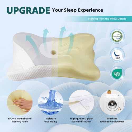 Sweetcrispy Cervical Pillow for Neck Pain Relief, Cooling Memory Foam - Image 5