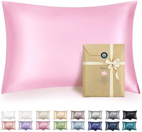 Bedsure Satin Pillowcase with Zipper, Pillow Cases Queen Size Set of 2 by BEDSURE