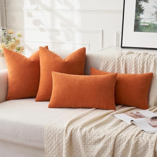 MIULEE Fall Orange Chenille Couch Throw Pillow Covers - Image 5