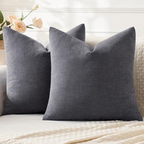 MIULEE Grey Chenille Couch Throw Pillow Covers by MIULEE
