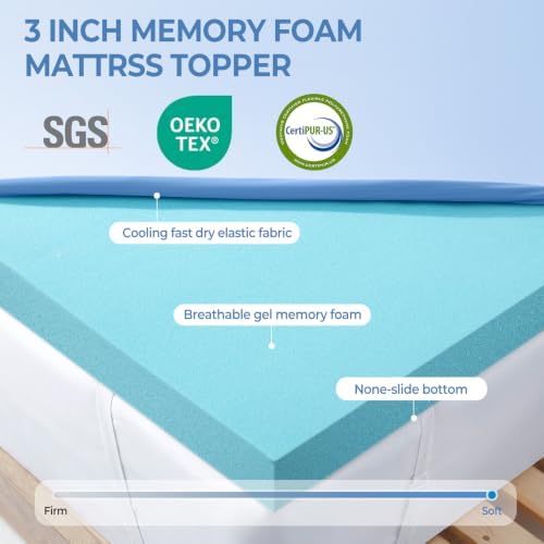 Ninemoon 3 Inch Memory Foam Mattress Topper - Image 4