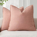 Foindtower Linen Solid Decorative Throw Pillow Covers 20x20 Inch Coral Pink by Foindtower