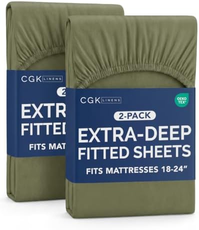 CGK Linens 2 Pack Extra Deep Cal King Fitted Sheets by CGKUnlimited
