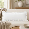 JoraLion Ruffled Lumbar Pillow Cover 14x36 Solid White by JoraLion