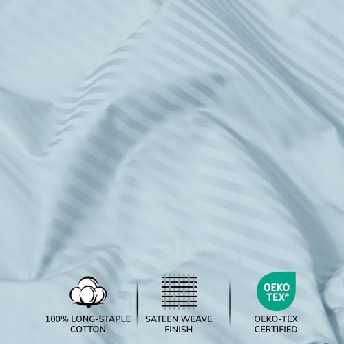 Feather & Stitch 100% Cotton Sateen 500 TC Split King Size Bed Sheet Set - Image 5