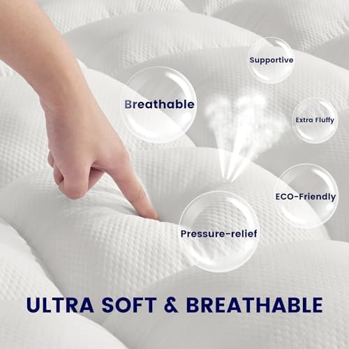 SLEEP ZONE Mattress Topper King Size, Extra Thick Fitted Mattress Pad - Image 4