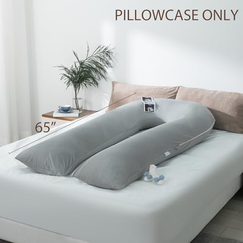 QUEEN ROSE Pregnancy Body Pillow Replacement Cover, 65 Inch U Shaped Solid - Image 2