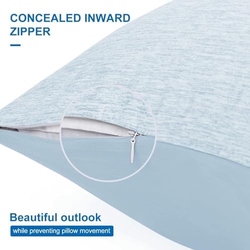 HOMFINE Cooling Pillowcases for Hot Sleepers King Set of 2, Light Blue - Image 6