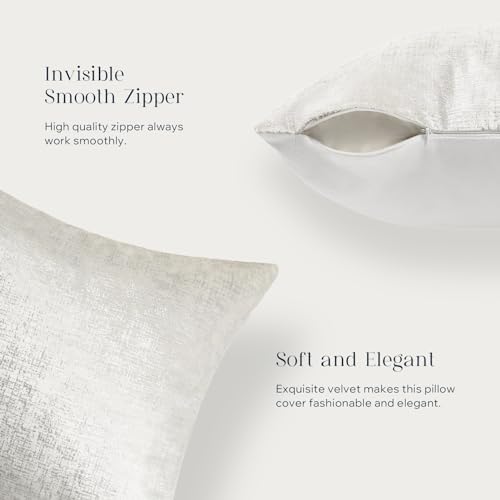 Phantoscope Pack of 2 Sparkling Velvet Decorative, Solid Square Cushion Cover - Image 3