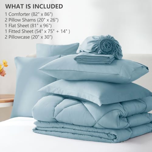 CozyLux Full Comforter Set 82"x86" Light Blue - Image 6