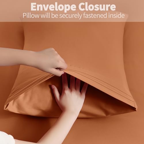 Horbaunal Microfiber Pillowcases Queen Size, Caramel Pumpkin, 2 Pack - Image 5