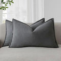 Foindtower Decorative Linen Lumbar Throw Pillow Covers 12x20 Inch Grey by Foindtower