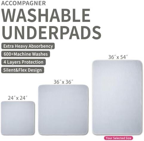 Accompagner Incontinence Bed Pads Washable Waterproof, Ultra-Absorbent Reusable - Image 4