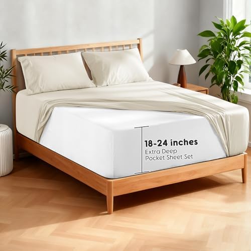 SONORO KATE 100% French Linen Queen Size Sheets Set, Extra Deep Pocket - Image 6