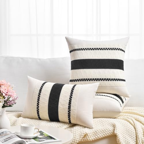 Fancy Homi Set of 2 Boho Black Long Lumbar Decorative Throw Pillow Cover 12x24 - Image 6