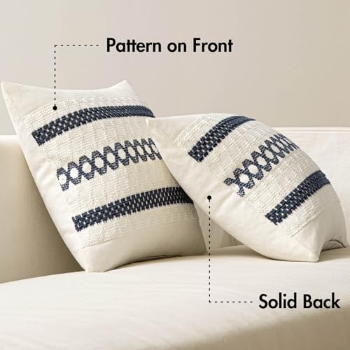 MIULEE Set of 2 Navy Blue Boho Decorative Pillow Covers 18x18 Inch - Image 6