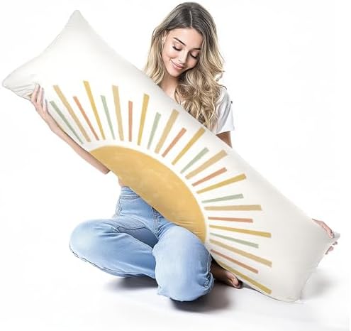 Boho Sun Sunshine 21x54 Body Pillow Cover Case, Modern Neutral Boho Horizontal - Image 6