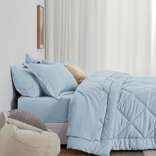Love's cabin Twin XL Comforter Set Light Blue, 5 Pieces Twin XL Bed in a Bag - Image 3