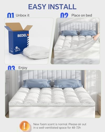 BEDELITE Full Mattress Topper, Pillow Top Mattress Pad Bed Cover 2 Inch - Image 7