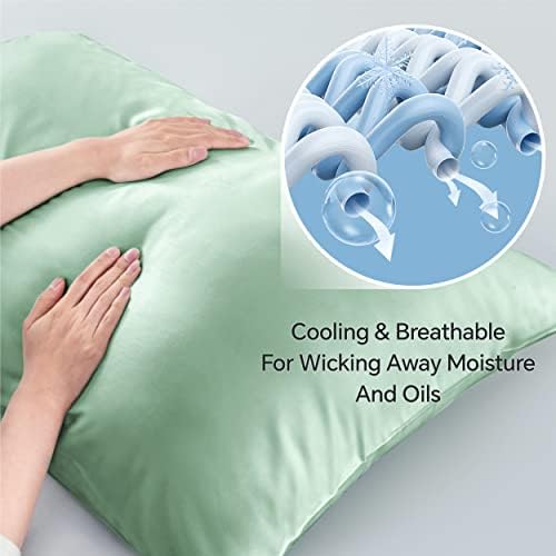 BEDELITE Cooling Pillow Cases Queen, Rayon Made from Bamboo, Mint Green - Image 3