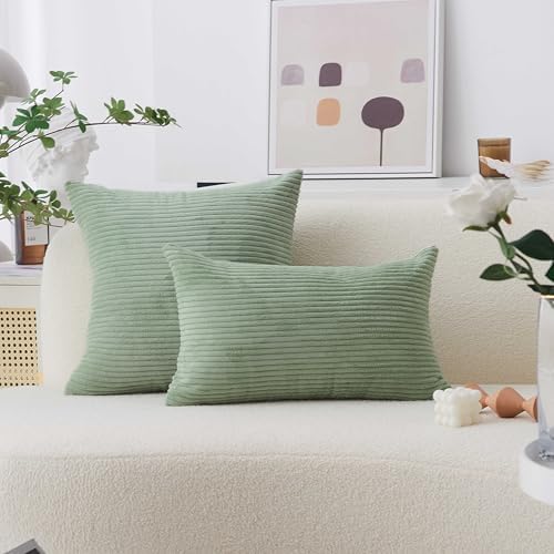 Home Brilliant Sage Green Throw Pillow Covers Couch Pillow Covers Set of 2 - Image 2